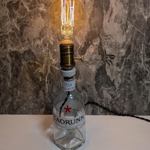 Upcycled Gin | Rum | Tequila | Whisky Bottle Table Lamp with Retro twisted switch, Birthday Gift, Anniversary Gift, Housewarming gift