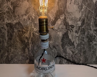 Upcycled Gin | Rum | Tequila | Whisky Bottle Table Lamp with Retro twisted switch, Birthday Gift, Anniversary Gift, Housewarming gift