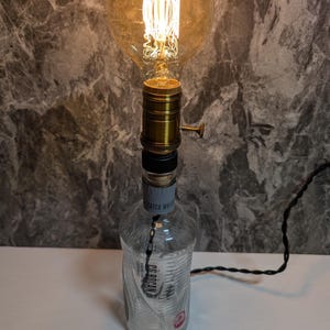 Upcycled Gin | Rum | Tequila | Whisky Bottle Table Lamp with Retro twisted switch, Birthday Gift, Anniversary Gift, Housewarming gift