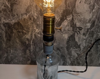 Upcycled Gin | Rum | Tequila | Whisky Bottle Table Lamp with Retro twisted switch, Birthday Gift, Anniversary Gift, Housewarming gift