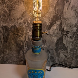 Upcycled Gin | Rum | Tequila | Whisky Bottle Table Lamp with Retro twisted switch, Birthday Gift, Anniversary Gift, Housewarming gift