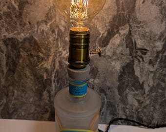 Upcycled Gin | Rum | Tequila | Whisky Bottle Table Lamp with Retro twisted switch, Birthday Gift, Anniversary Gift, Housewarming gift