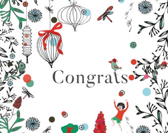Greeting card - Congrats / Congratulations, we are happy for you! (incl. envelope)