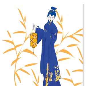 Grusskarte, Blau und Gelb - Bamboo Garden (inkl. Briefumschlag)
