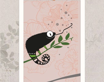 Animal Print - chameleon - small poster 15 x 21 cm