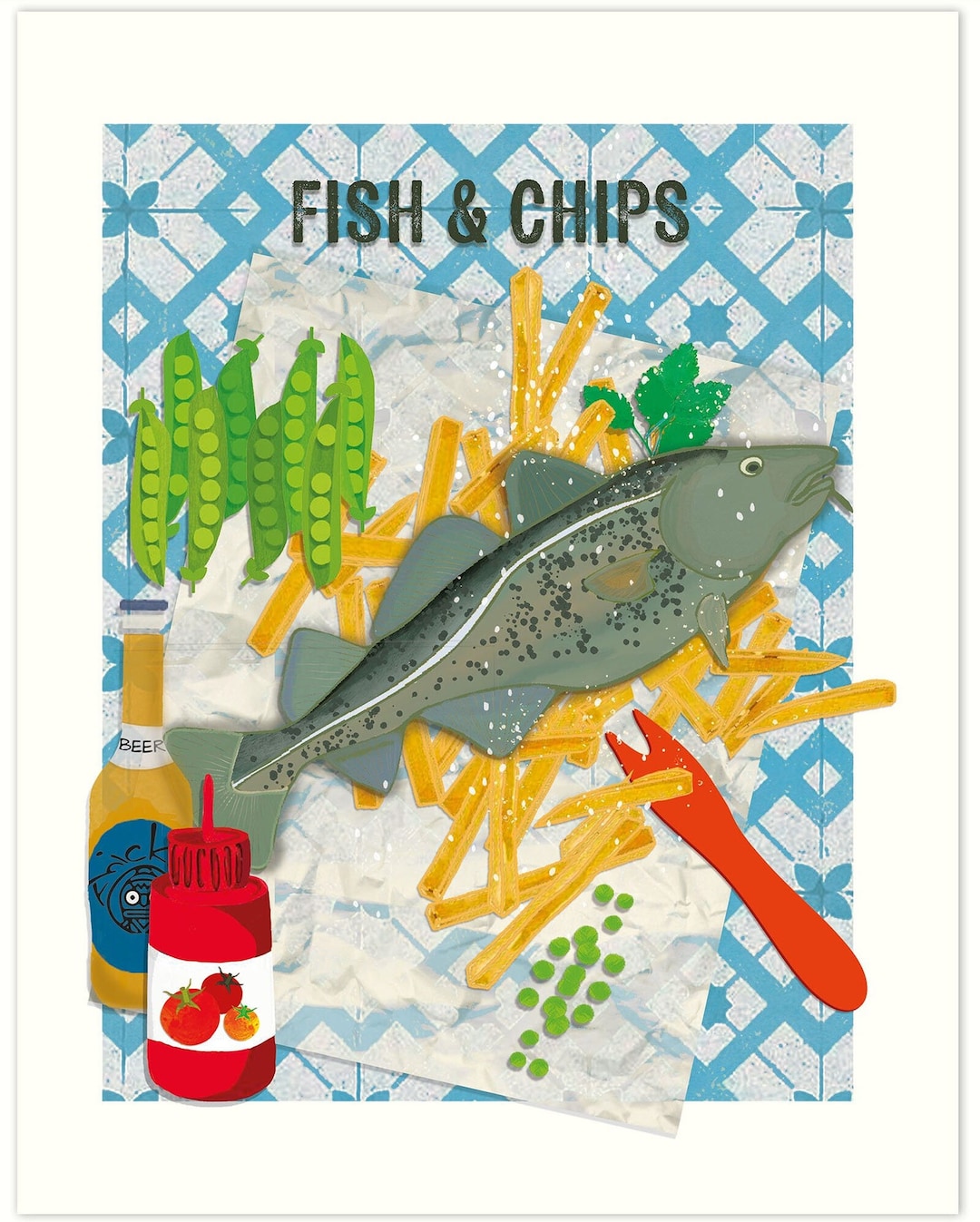 Kitchen Fish Poster Kitchen Art, High-quality Poster Print