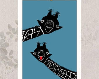 Animal Print  'Giraffes' - small poster, 15 x 21 cm