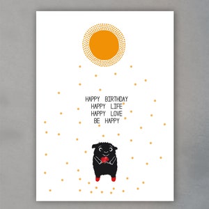 Geburtstagskarte - "happy birthday, happy life, be happy" inkl. Umschlag  (12 x 17cm)