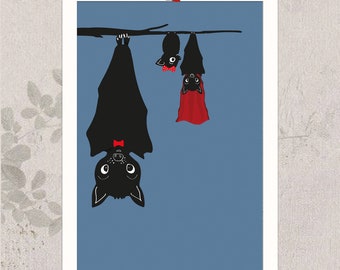 Animal Print - 'the bat family' - small Poster 15 x 21 cm