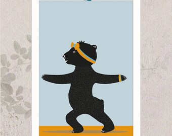 Animal Print  'Yoga Bear' - small poster 15 x 21 cm