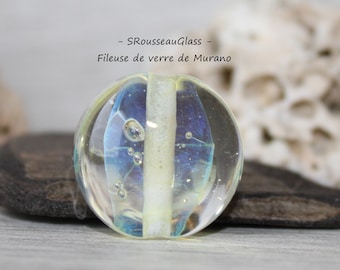 Perle focale, pendentif de verre Filée Au Chalumeau - Maxi Perle filée à la flamme en verre Murano - MINERAL - Handmade Lampwork