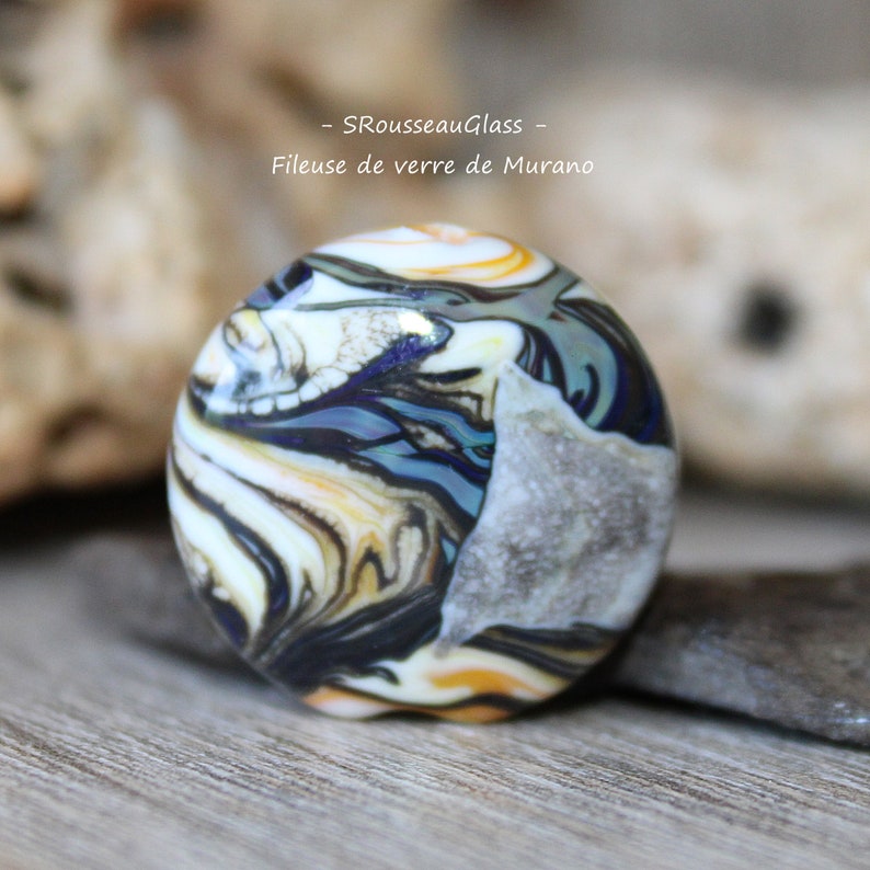 Perle focale de verre Filées Au Chalumeau perle filée à la flamme en verre de Murano Handmade Lampwork image 2