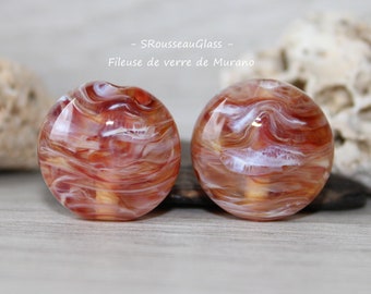 Perles de verre Filées Au Chalumeau - Lot de 2 perles filées à la flamme en verre de Murano - DUO - Handmade Lampwork