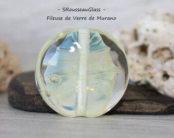 Perle focale, pendentif de verre Filée Au Chalumeau - Maxi Perle filée à la flamme en verre Murano - MINERAL - Handmade Lampwork