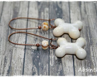 Boucles d'oreilles percées - Beige doux - Collection Os -