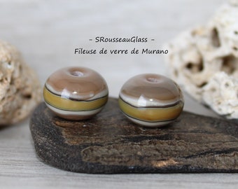 Perles de verre Filées Au Chalumeau - Lot de 2 perles filées à la flamme en verre de Murano - DUO - Handmade Lampwork