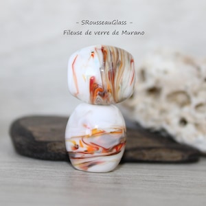 Lampwork glaskralen - Set van 2 Murano glaskralen - DUO - Handgemaakt Lampwork