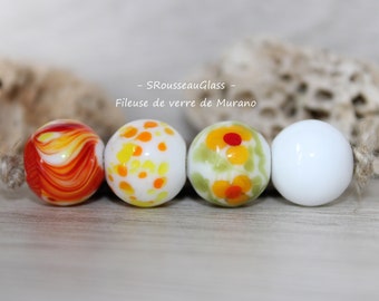 Perles de verre Filées Au Chalumeau - Lot de 4 perles filées à la flamme en verre de Murano  - Handmade Lampwork