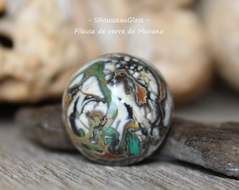 Cabochon Nébuleuse de verre filé au Chalumeau- Cabochon filé à la flamme en verre de Murano-Ø 1.5cm -Glass cabochon spun- Handmade Lampwork-