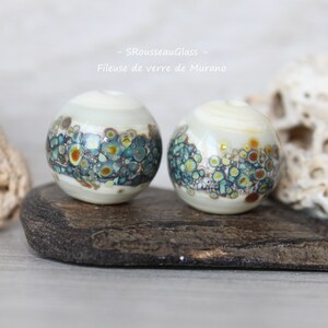 Lampwork Spun Glass Bead - 2 flame-spun Murano glass beads - DUO - Handmade Lampwork