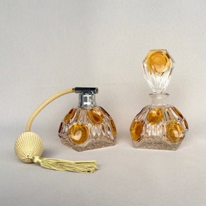 Antique refillable crystal bottle, Duo for bathroom