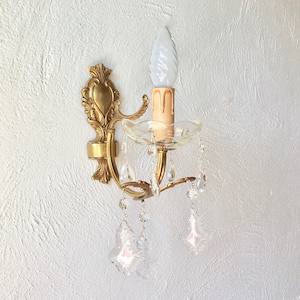 Antique wall light with gold metal tassels, Wall light, Vintage wall light
