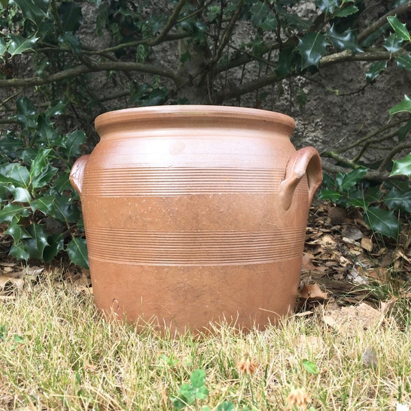 Ancien pot français en terre cuite de grande taille