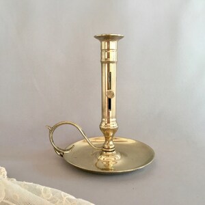 Brass candlestick with knob, Vintage brass candlestick