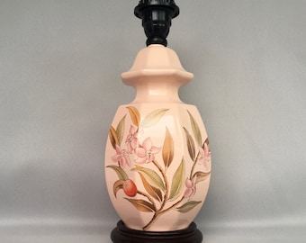 Vintage earthenware lamp base with floral decoration