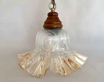 Küchenlampe aus Glas, Vintage-Leuchte, Retro-Pendelleuchte