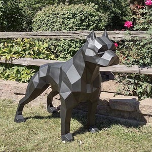 Pitbull Metal Sculpture, Stainless Steel Statue, Metal Art Sculpture, Outdoor And Garden Decor, Home Improvement, Polygonal Sculpture