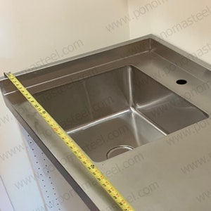 Brushed Stainless Steel Countertop with Integrated Sink & Backsplash