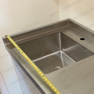 Brushed Stainless Steel Countertop with Integrated Sink & Backsplash