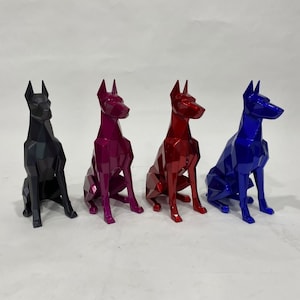Outdoor And Garden Statues, Stainless Steel Gamedog Sculpture, Dog Metal Sculpture, Steel Yard Art,Polygonal Doberman Sculpture,Spring Decor