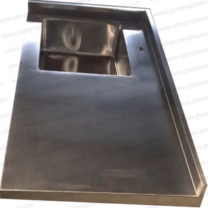 Brushed Stainless Steel Countertop with Integrated Sink & Backsplash