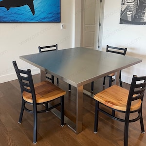 Table PONOMA® seamless brushed stainless steel, thickness 1.5&quot; + 28&quot; height legs