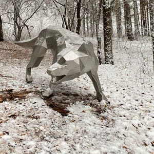 Life-Size Stainless Steel Animal Sculpture: Modern Polygonal Art