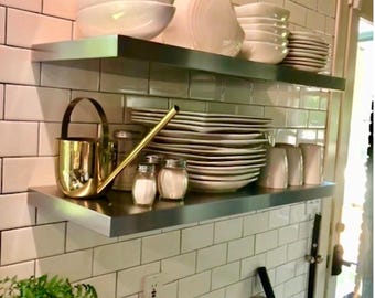 Stainless Steel Floating Shelves: Heavy Duty Kitchen Storage, Custom Sizes