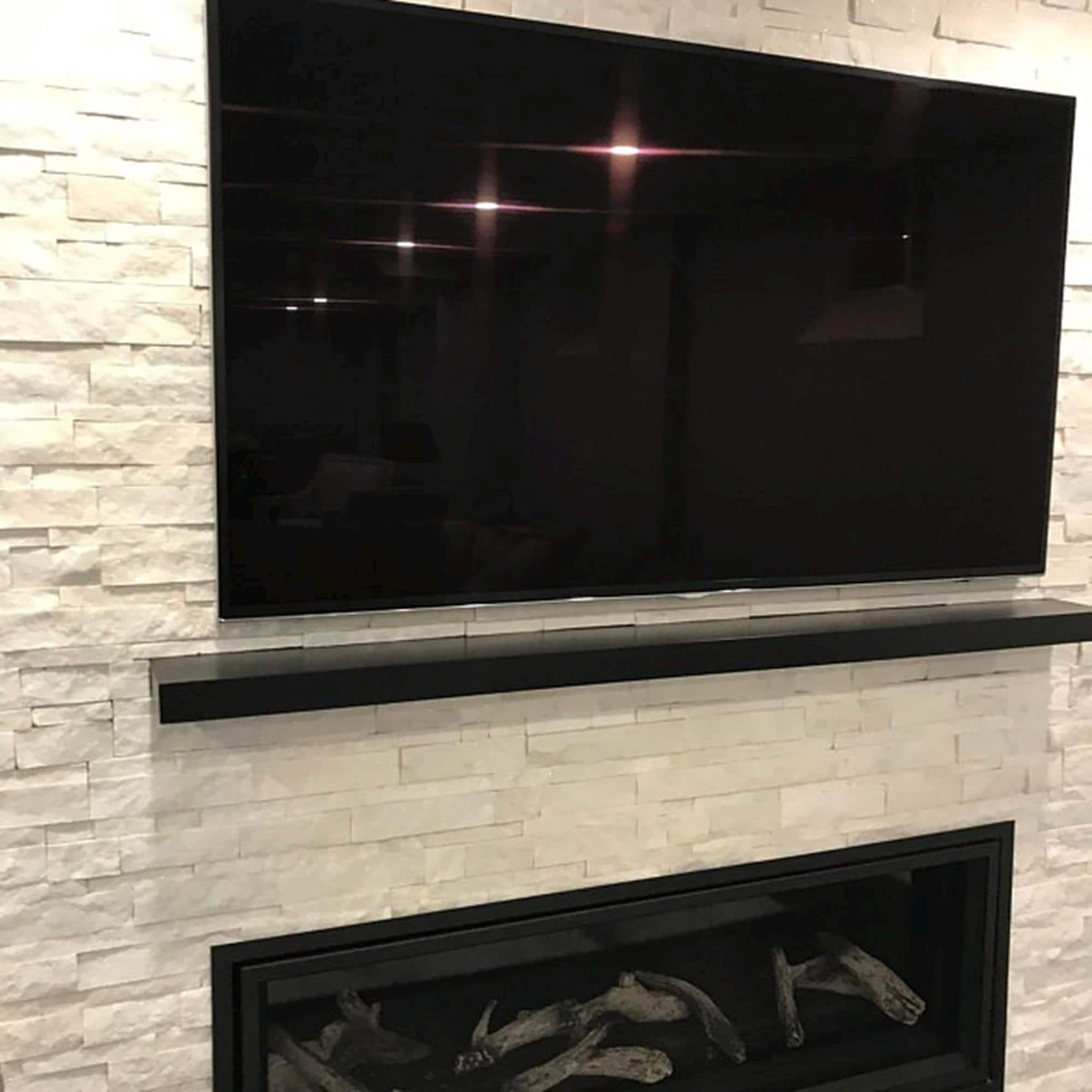 PONOMA® Stainless Steel Floating Fireplace Mantel: Non-Combustible Metal Shelf
