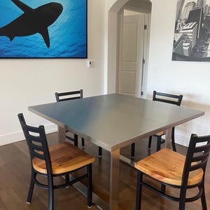 Table PONOMA® seamless brushed stainless steel, thickness 1.5&quot; + 28&quot; height legs