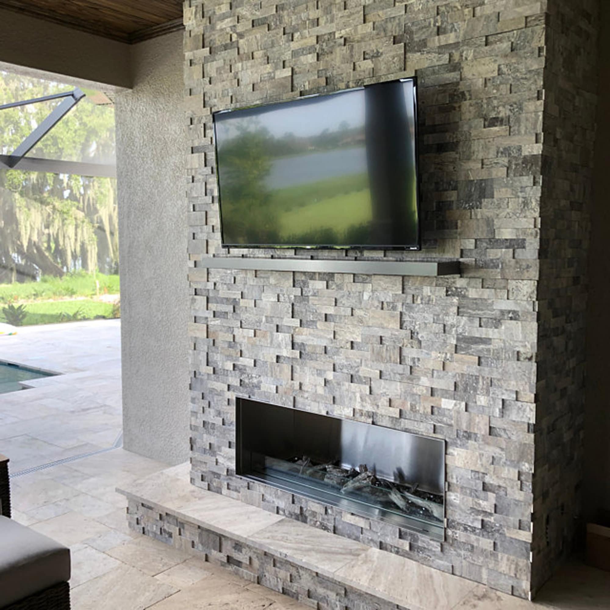 Stainless Steel Fireplace Mantel Shelf Modern Floating Outdoor Decor