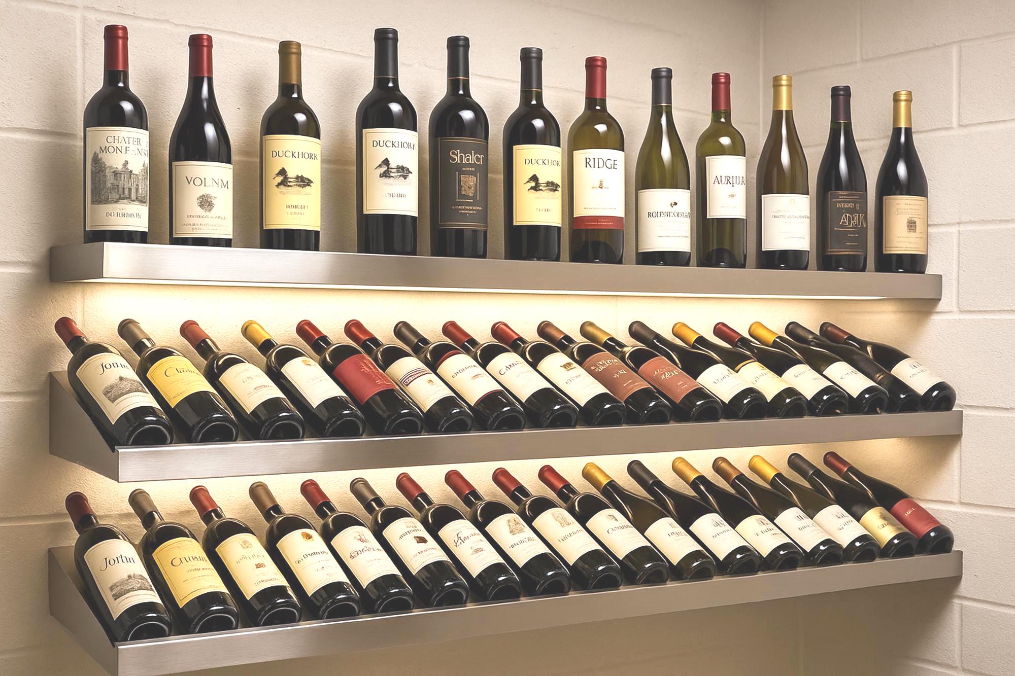 Stainless Steel Wine Rack: Floating Shelves With Lip, Inclined Wine ...