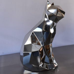 Stainless steel animal sculpture, life size: CAT, DOG; Premium quality