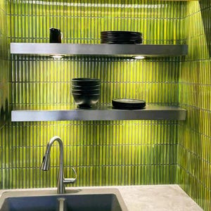 Floating Shelves With Lights by PONOMA® - LED Lights Stainless Steel Shelves - Metal Wall Shelf For Kitchen - Custom Shelving Unit