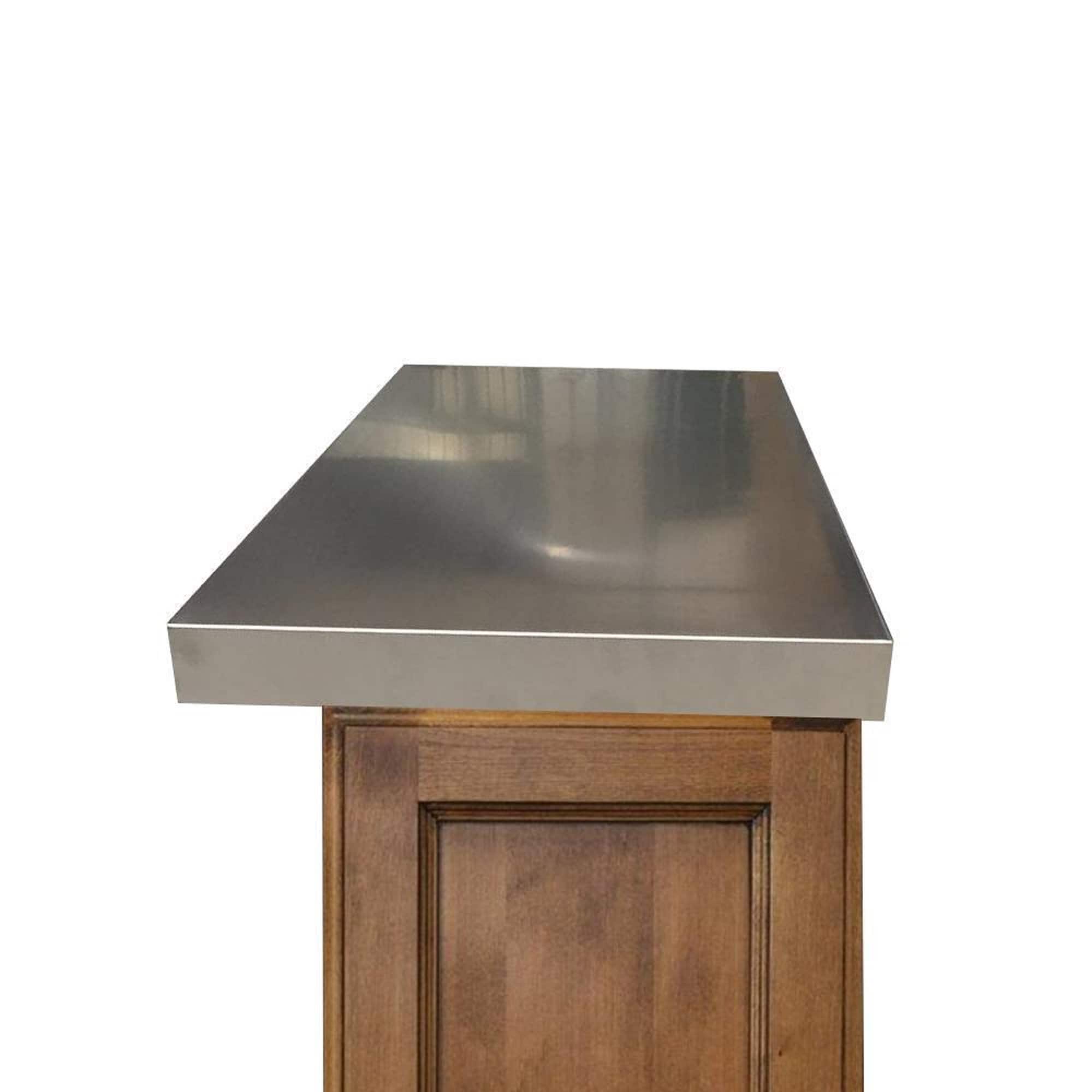 Island countertop 3" thick without backsplash seamless brushed stainless steel