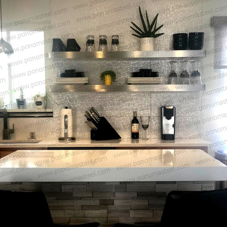 metal floating kitchen shelves