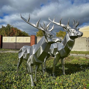 Stainless Steel Polygonal Sculpture, Metal Deer Statue, Garden Sculptures, Panther Sculpture, Outdoor Decor, Large Lion Statue, Housewarming