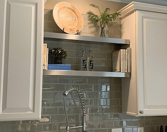 Stainless Steel Floating Shelf, Heavy Duty Metal Wall Shelf for Kitchen & Bathroom, Modern Floating Shelves | PONOMA®