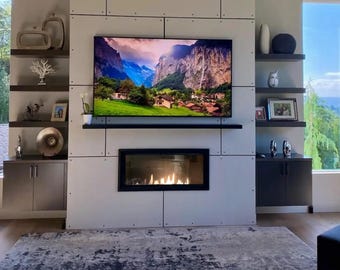 Stainless Steel Floating Shelf: Metal Fireplace Mantel, Living Room Storage