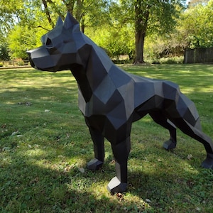 Pitbull Metal Sculpture, Dog Statue, Stainless Steel Home Decor, Polygonal Sculpture, 3D Metal Art,Home Renovation,Outdoor Furniture & Decor